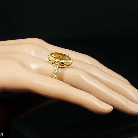 Sonia Bitton / 3.75 CT Honey Citrine & Yellow Sapphire Ring / 14K - Picture 7 of 7